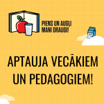 programmas logo uz dzeltena fona un uzraksts - aptauja vecākiem un pedagogiem
